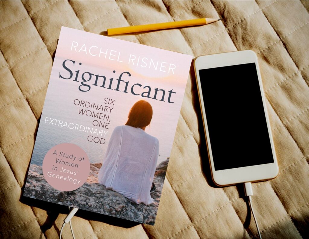 Online teaching image of Significant bible Study workbook and phone Rachel Risner